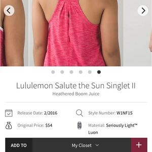 lululemon Heathered Boom Juice Singlet